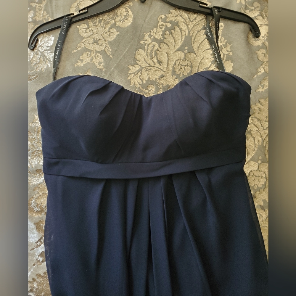 Strapless Navy Bill Levkoff Dress/Gown for Wedding/Gala/Formal/Prom/Bridesmaid